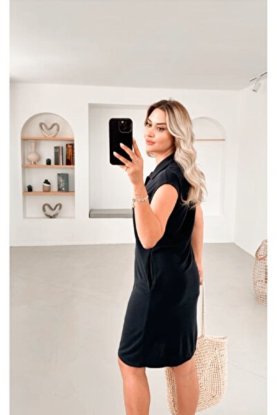 Unique Style Premium Series Polo Collar - Dark Anthracite Short Sleeve Dress