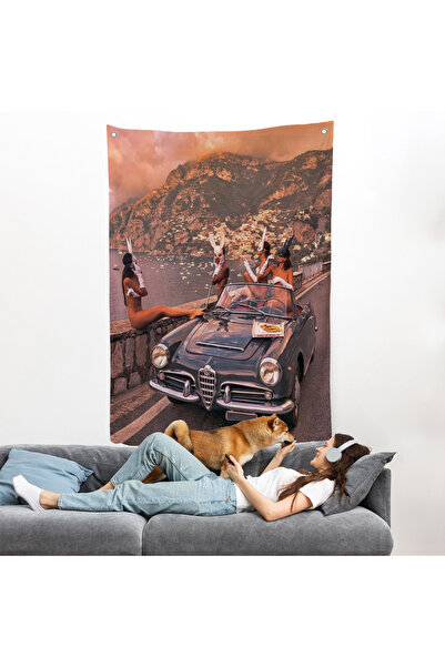 Harita Sepeti İtalya Posıtano Manzarası Çıplak Tavşan Kadınlar Duvar Örtüsü-7742