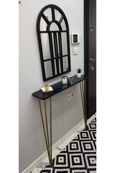 Pinhal Home SİYAH MERMER GÖRÜNÜMLÜ DRESUAR SİYAH AYAK 100CM