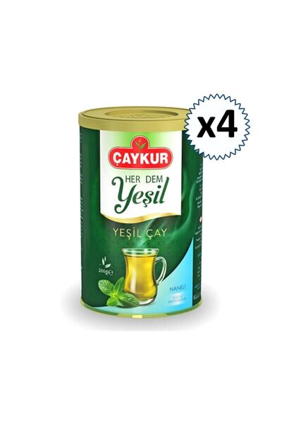 Çaykur Yaprak Yeşil Çay Naneli Herdem 200 Gr 4 Adet