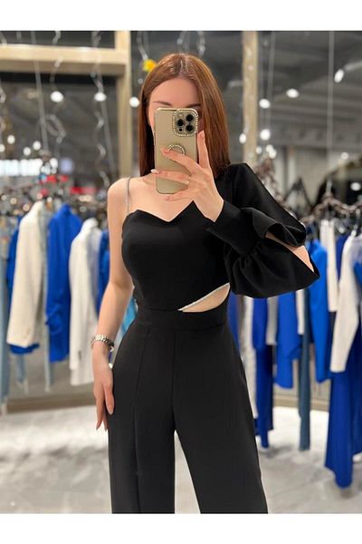 missswans Vivien Single Sleeve Jumpsuit Hijap Back Zip Woven Fabric