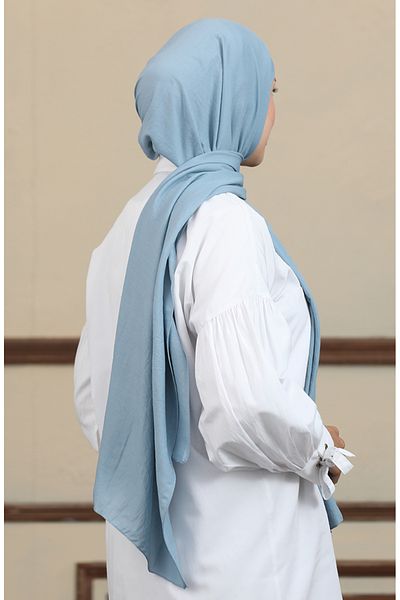 sefamerve Eisblauer, weicher Baumwollschal – Modell 2000–49