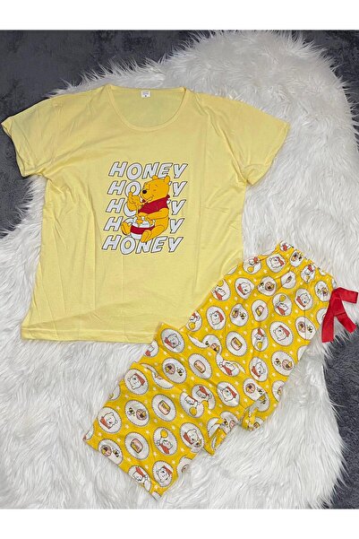 şıklık durağı pamuk penye yazlık kısa kollu winy the puh pijama takıımı