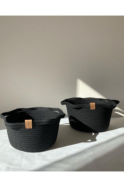 Sevdam Sepet Star Patterned Black Double Box - Multi-Purpose Decorative and Storage Box