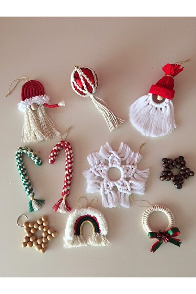 Minimalhomedesign Macrame New Year Pine Tree Ornament, Decorative Christmas O...