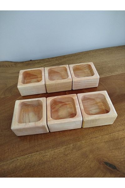 AR&MA WOOD 6-Piece Wooden Square Bowl - Snack Bowl and Nut Bowl