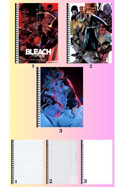 animeandyourworld bleach sennen kessen hen 3 notebooks A4 large size 72 pages lined_checkered_unlined notebook set
