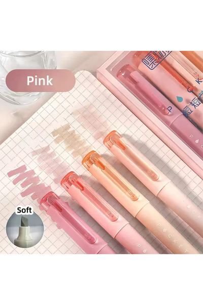 NaSaDAN Pembe Tonlar Pocket Soft Renkler Fosforlu Kalem Seti 4 Adet