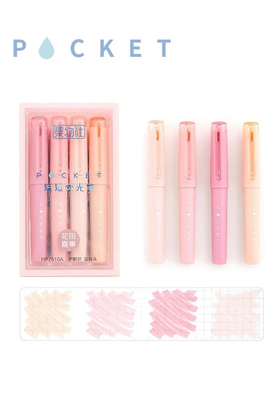 NaSaDAN Pembe Tonlar Pocket Soft Renkler Fosforlu Kalem Seti 4 Adet