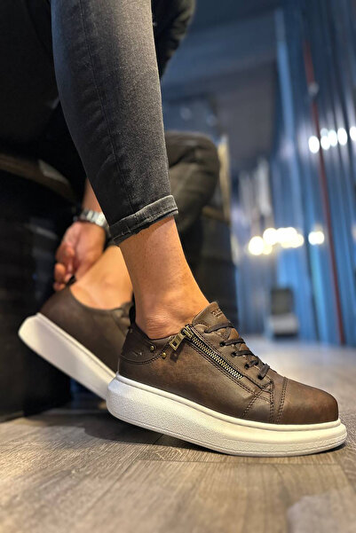 Rainon Store Matte Brown LeatHer Men's Sneakers - complementary for Every combination