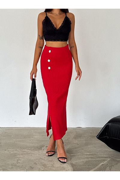 YUSUF CAN KARATAŞ KARATAŞ GİYİM Women's Elastic Waist Camisole Fabric Seasonal Skirt Length 100 cm