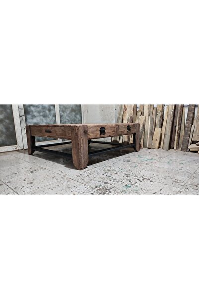 BALIKESİR ADA SANAT 90x90cm cm Ahşap Eskitme Country Orta Sehpa Retro