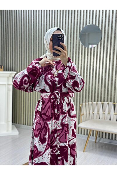 Moda Krash Ύφασμα βισκόζης - Καλοκαιρινό φόρεμα με φαρδιά κοπή και λεπτομέρεια ζώνης