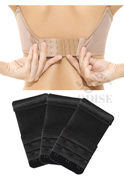 ODISE Μαύρο Χρώμα 3x3 Ελαστικό Ένθετο σουτιέν με γάντζο - 3 Τεμάχια