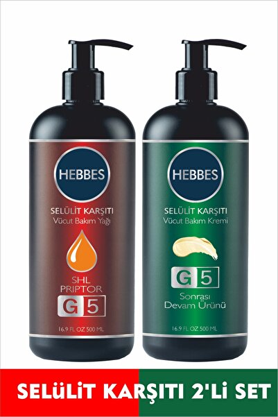 HEBBES G5 Masaj Yağı - Anti Selülit Kremi Body Fit 2'li Set 2x500 ml