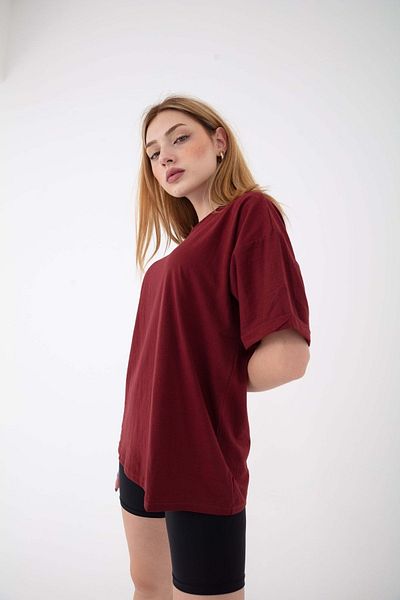 Mad&Calf Tricou de damă, de bază, neimprimat, uni, supradimensionat, cu croiala lejeră, cu mânecă dublă