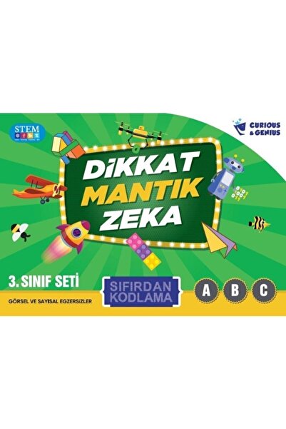 Curious&Genius 3. Sınıflar Için Sıfırdan Kodlama Seti 3 Kitap Dikkat Mantık Zeka