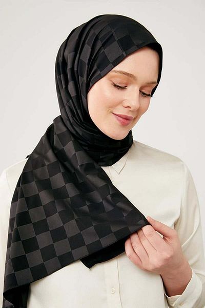 Levidor Σάλι ζακάρ με μοτίβο Elegance Black Checker