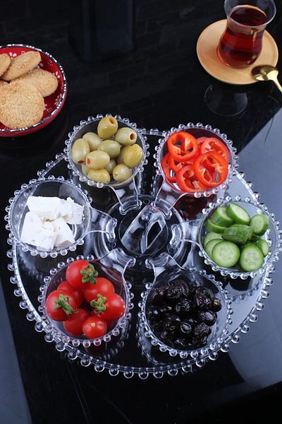 ARVALE 7 Piece Crystal Treat Set - Beaded Sauce Bowl, Presentation Bowl, Snack Bowl and Jam Bowl
