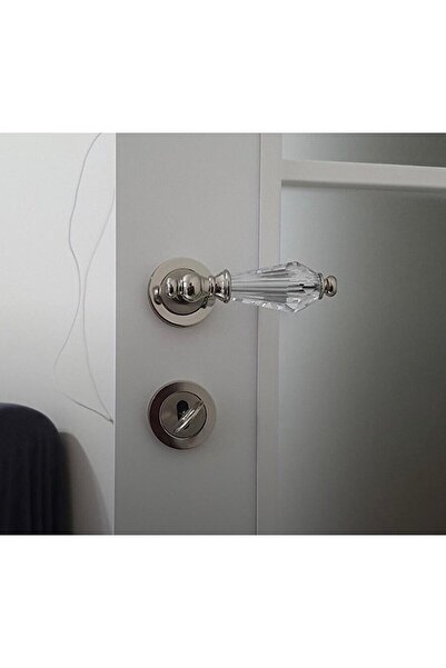 İyem Sofuoğlu Lüx Zamak Rosette Door Handle (Room - Interior Door Handle) Diamond Nickel Satin