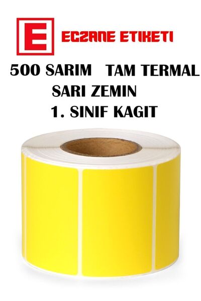 ALGO Barkod Etiketi 40x60 Termal Sarı 500lü Sarım Tüm Barkod Yazıcılara Uyumlu