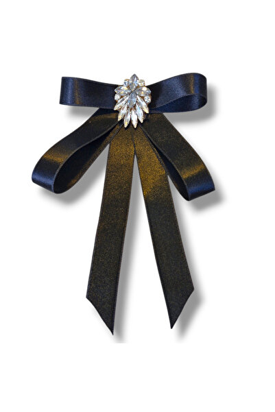 pegu baby collection SİYAH SATEN ZİRKON TAŞLI BROŞ YAKA İĞNE, OKUL ÇANTA GÖML...