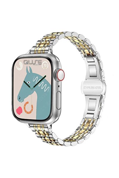 Quse Apple Watch 46/45/44mm & Series 1-3 42mm ile Uyumlu Slim Jubilee Metal K...