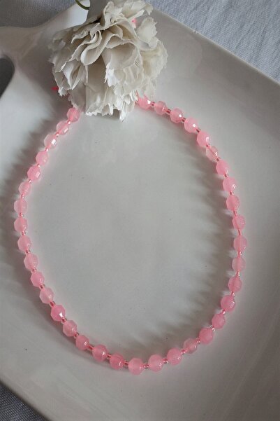 badeaccessories ÇOKGEN PEMBE KUVARS DOĞAL TAŞ KOLYE