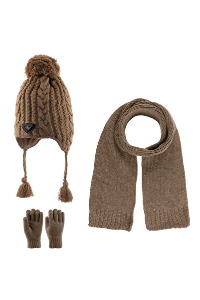 Kitti 4-8 Yaş Erkek Bebek & Çocuk Atkı Bere Eldiven 3'lü Takım