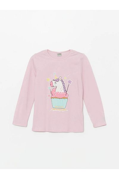 LC Waikiki LCW Kids Crew Neck Printed Long Sleeve Girls Pajama Set