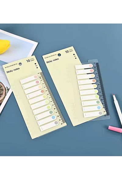 NaSaDAN Transparent Adhesive Note Paper - 10 Colors, Pastel Tones, Point 200 Sheets