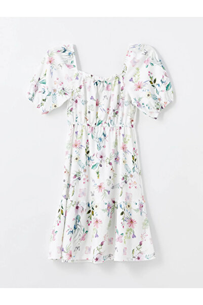 LC Waikiki Těhotenské šaty LCWAIKIKI - čtvercový výstřih, květinový krátký rukáv