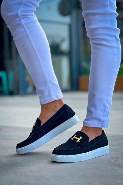 MELAMS MAİNZ Suede H přezka Casual Loafer – neformální klasické pánské boty, černo/bílá – KBC