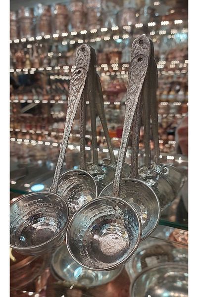 Bakır Center Copper Ladle Copper Spoon Small Elegant Stylish Ayran Ladle 4-piece set