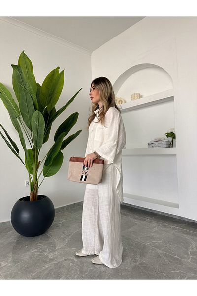 Fashionbox BeiGe Colored Women's Shirt and Trousers Set