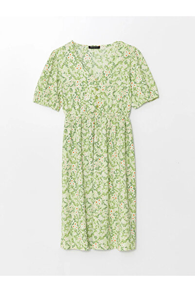 LC Waikiki LCWAIKIKI Φόρεμα εγκυμοσύνης με λαιμόκοψη V και κοντό μανίκι με λο...