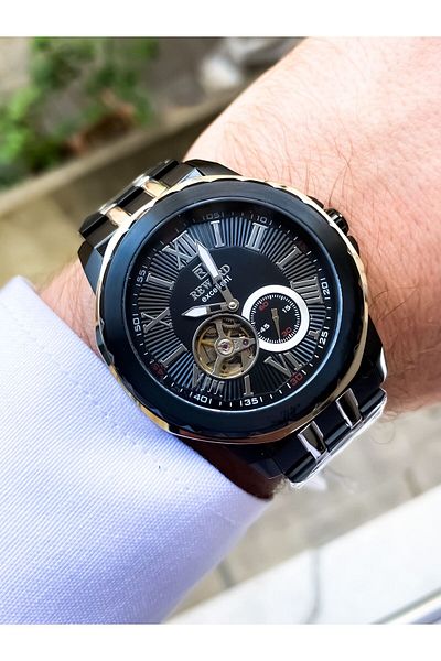Reward Black Steel Automatic Men's Wristwatch - Waterproof