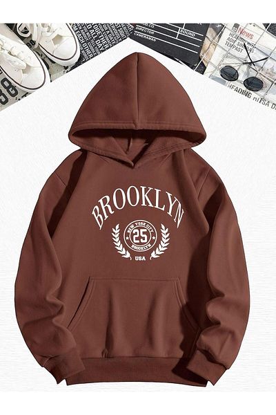 BENROMA Кафяв суитшърт с качулка Brooklyn 25 Oversize