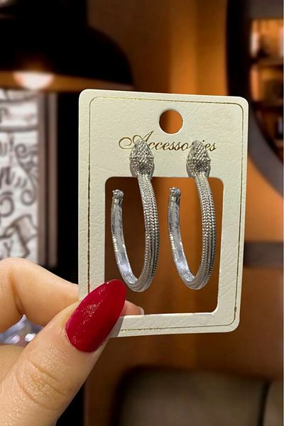 MioArt Silver Colored Women's SnaKe EarrinGs