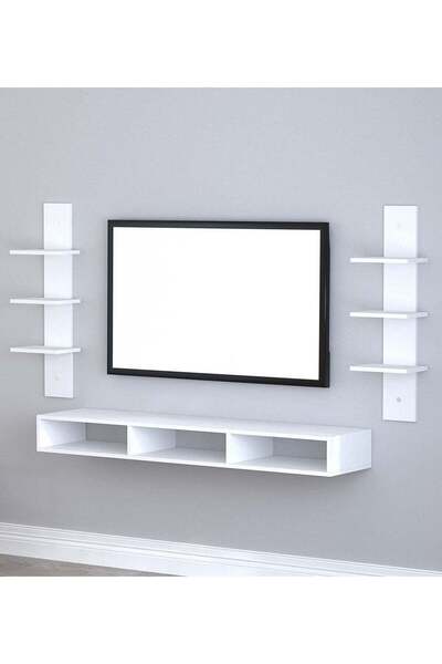 Modern home Modern Wall-Mounted TV Shelf with Storage White
