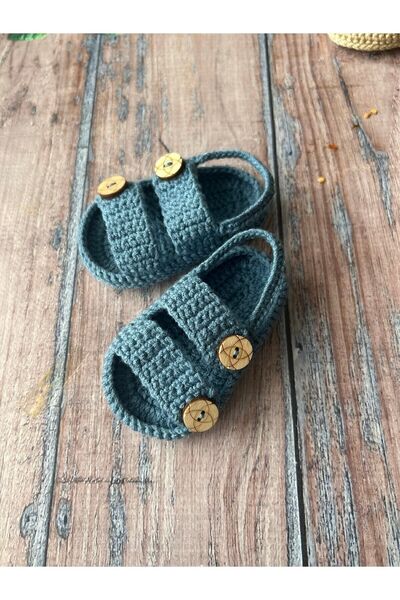 seraskids El Örgüsü Yazlık Mavi Unısex Bebek Sandalet Patik