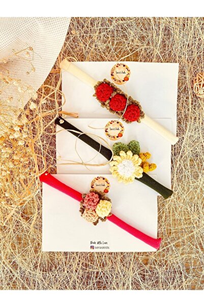 seraskids Floral 3-Piece Knitted Soft Baby And Kids Bandana Set