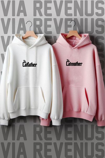 Vordevia Φούτερ με στάμπα ροζ λευκής γάτας Oversize Lover Combination