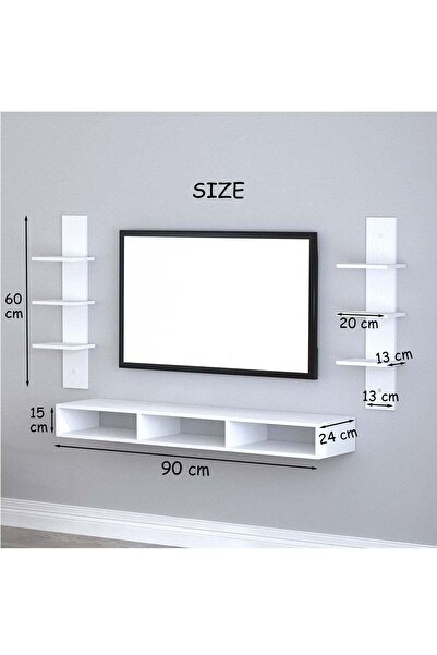 Modern home Modern Wall-Mounted TV Shelf with Storage Brown And White