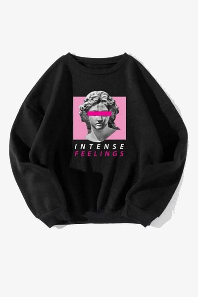 spearly Hanorac oversize unisex cu imprimeu Intense Feelings
