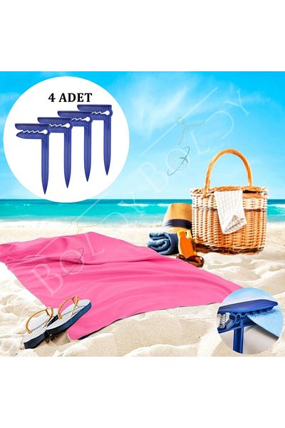 Boldy 4-piece Beach and Spring latch - Towel Stake and Stabilizer - Towel Holder