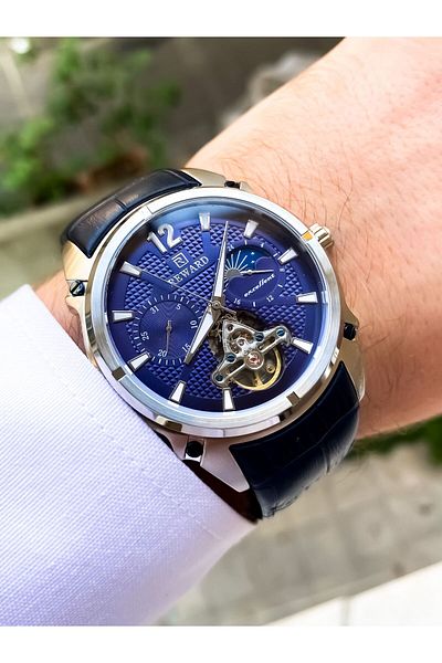 Reward Men's Automatic Wristwatch and Bracelet with Gift - Original Leather Cord