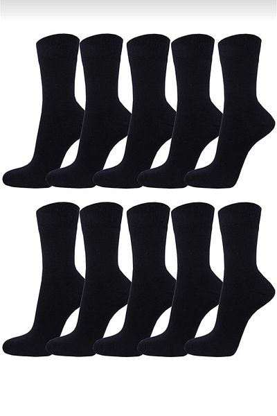 SOCKSHION 10 броя черни класически памучни чорапи до глезена