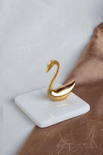 ioadesign Gold Colored Swan Figured Marble Turkish Delight Bowl