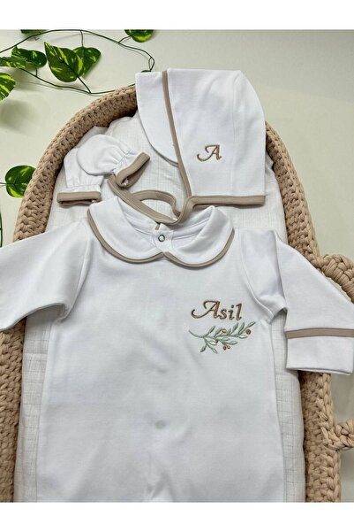 İnsta Bebe İsimli Özel Tasarım Tulum Eldiven ve Bonet Şapka 3'lü Set